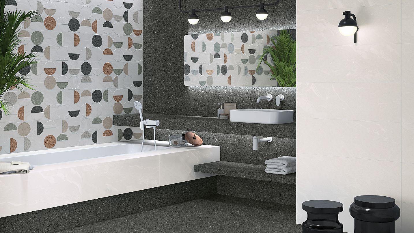 Stravaganza - Moderní obklady a dlažby inspirované klasickými motivy dekoru terazzo s použitím do koupelny i do kuchyně