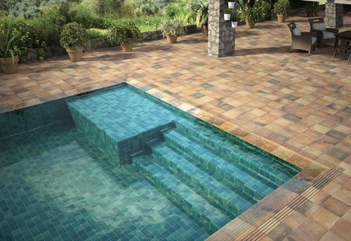 Dlažba imitace cotto a stylu terracotta vhodná k bazénu, série Tech Land