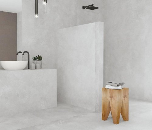 Minimalistická koupelna v imitaci betonu, série Norwik 