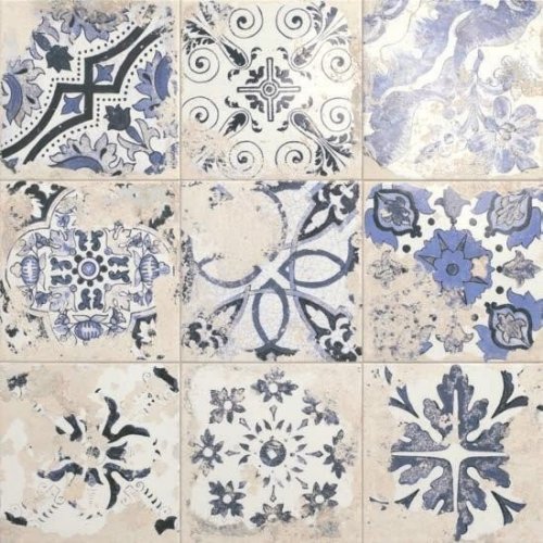 Modrobílé vzory ve vysoké patině, dekor Anthology white, série Land Anthology