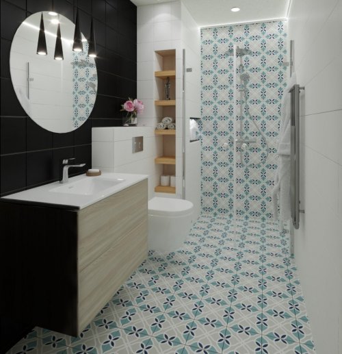 Koupelna ve svěžím letním kabátě za letní slevu, série Doria s dekorem Corfu
