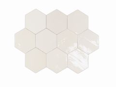 Zellige Hexa White 10.8X12.4 - hladký dlažba i obklad lesk, bílá barva