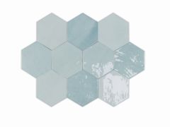Zellige Hexa Aqua 10.8X12.4 - hladký dlažba i obklad lesk, modrá barva