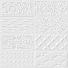 Raspail Blanco 20x10 - strukturovaný / reliéfní dekor lesk, bílá barva