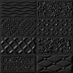 Raspail Negro 20x10 - strukturovaný / reliéfní dekor lesk, černá barva