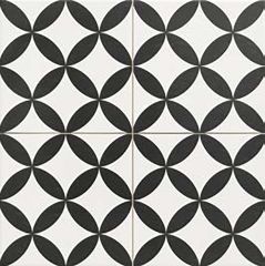 Circle Black 45x45, retro obklad a dlažba - r10 (mírný protiskluz) obklad i dlažba mat, černá barva