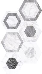 Bardiglio Hexagon Geo 17,5x20 - hladký dlažba lesk, šedá barva
