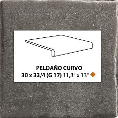 Tech Land Pel. Curvo Basalt 30x33 -  schodovka mat, černá barva