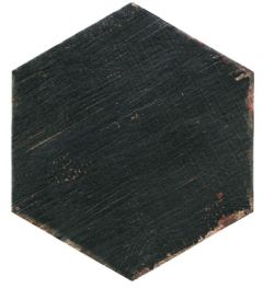 Retro Negre Hex. 41,5x36 - drsný / protiskluz dlažba mat, černá barva