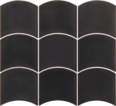 Wave Black 12X12 - strukturovaný / reliéfní obklad lesk, černá barva
