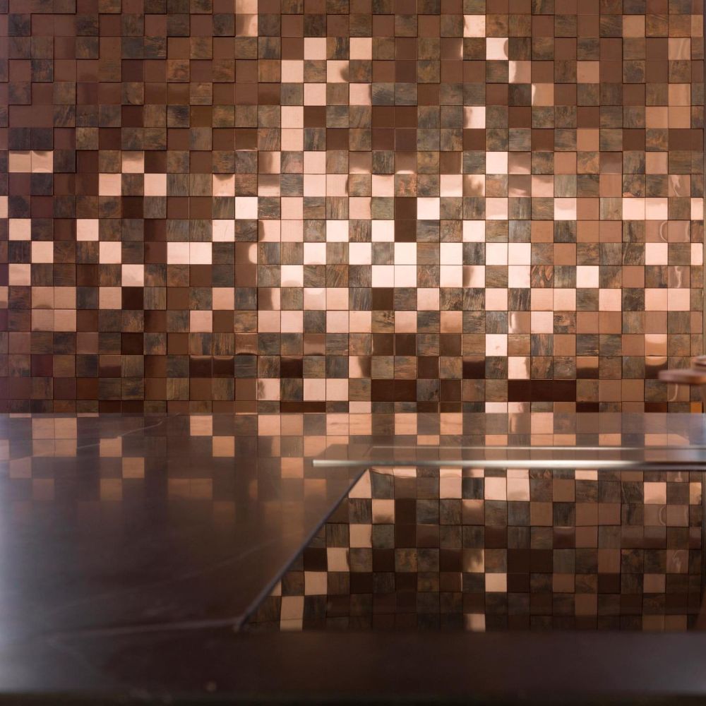 Metal Bronze 3D Cubes - Kovové mozaiky