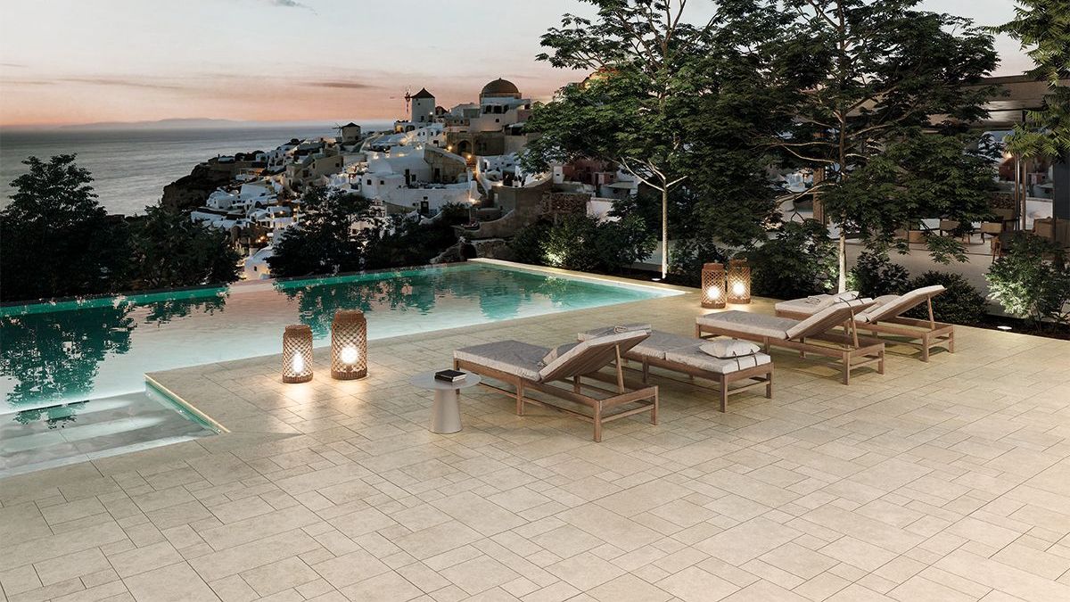 Ardenas Pool - Venkovní designová dlažba na terasy, k bazénům, která je  vhodná pro pokládku lepením i na terče/do štěrku/do písku (tloušťka dlažeb je 1cm i 2cm)