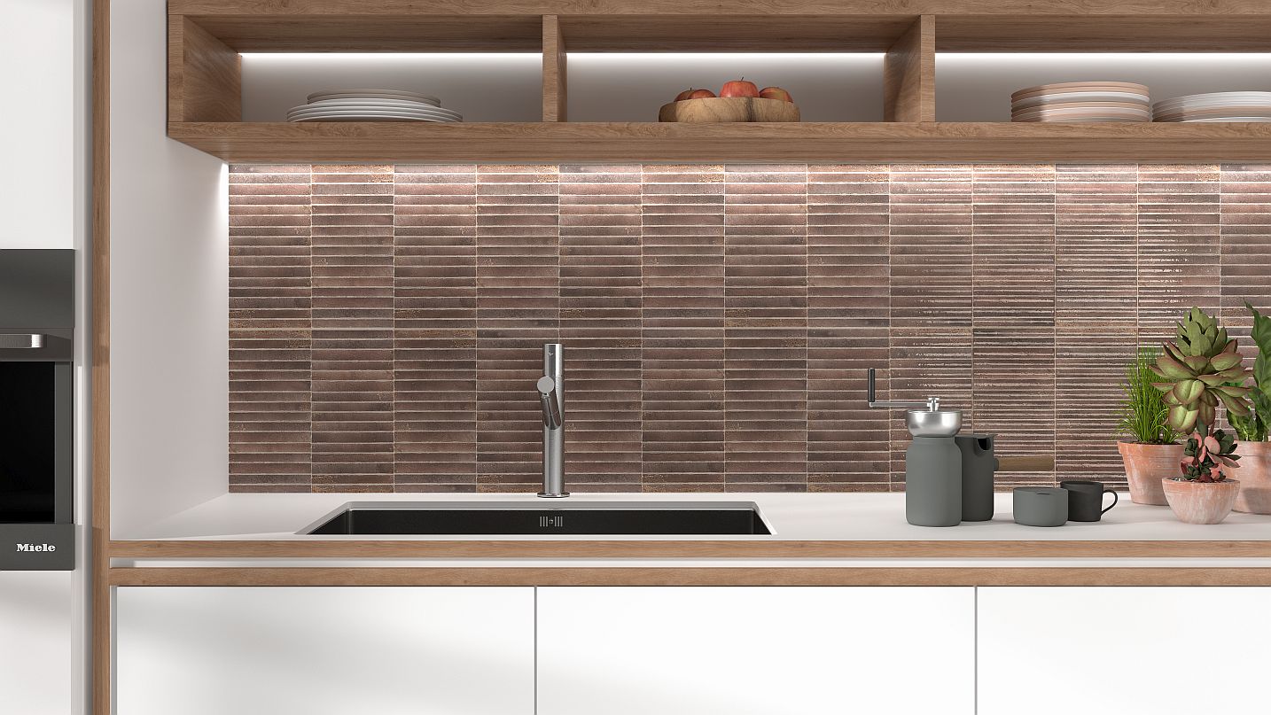 Wynn - Obklady za kuchyňskou linku a obklady do koupelny v lesku, s patinou, výrazným reliéfem a v různém barevném provedení