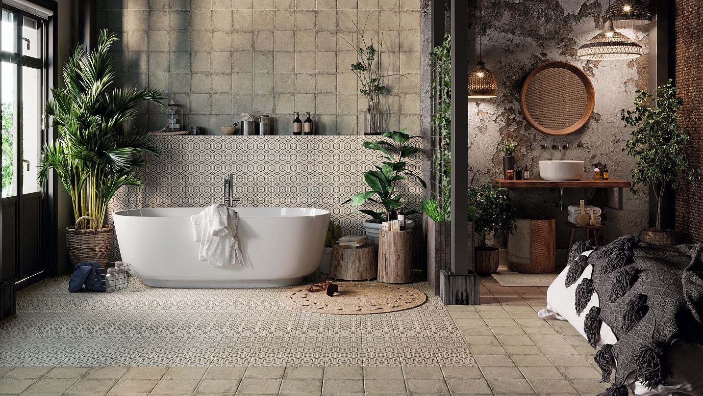 Norland - Dlažba a obklad do koupelny a do interiéru, imitace kamene s krásnými moderními vzory ve stylu secese a patchworku